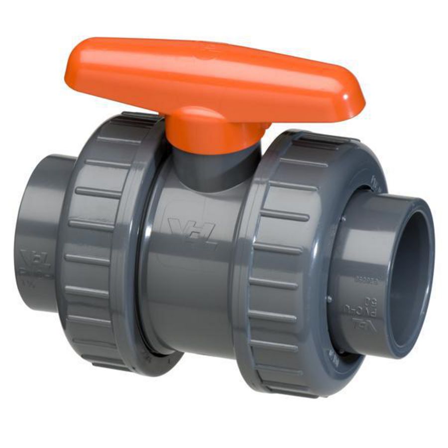 PVC druk kogelkraan 50x50mm PN16 2x mof