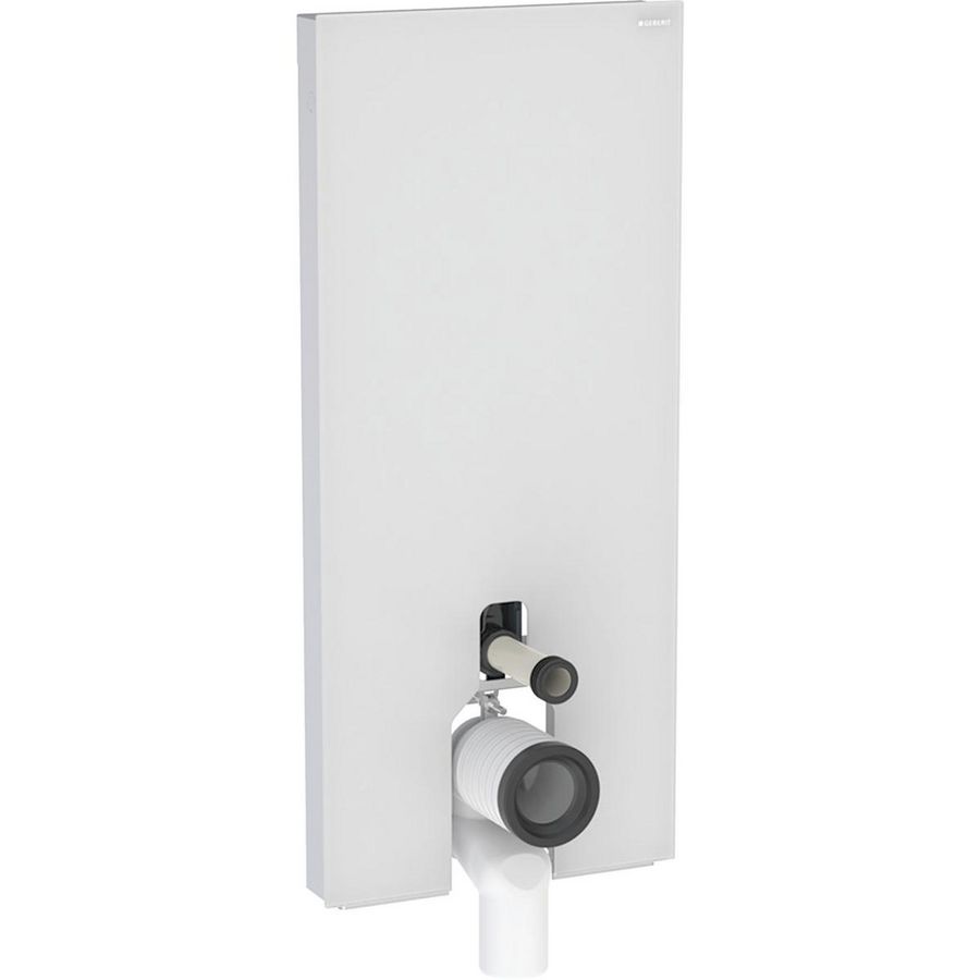 Sanitairmodule Monolith Plus voor vloerstaande Closet, 114cm, frontbekleding van glas: Front: wit / Satijnglas, Zijafwerking: Geborsteld aluminium