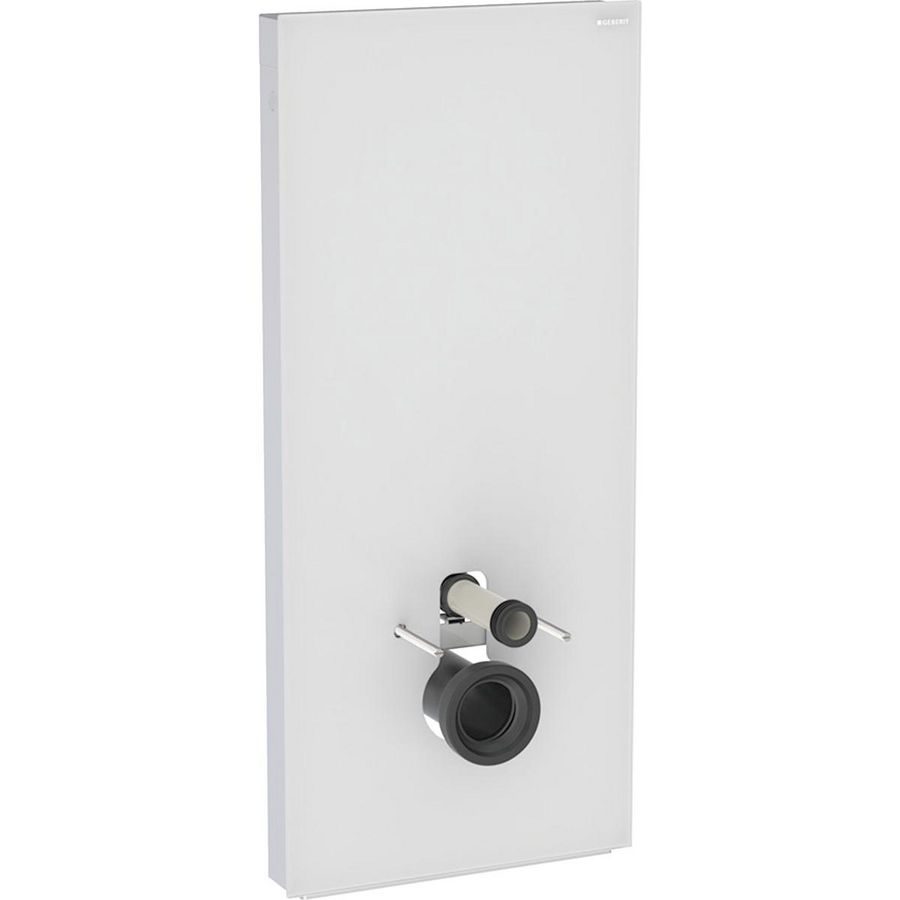 Sanitairmodule Monolith Plus voor wandcloset, 114cm, frontbekleding van glas: Front: wit / Satijnglas, Zijafwerking: Geborsteld aluminium