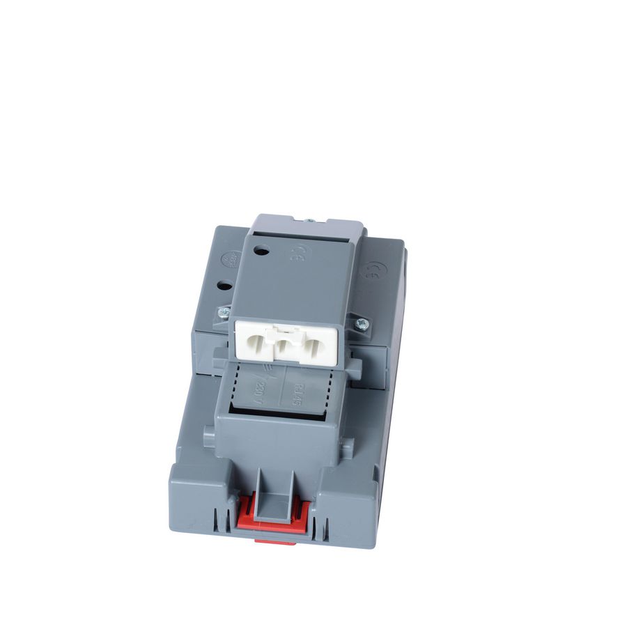Inbouwunit 4 mod. horiz. 2xWandcontactdoos rood+polaristatie