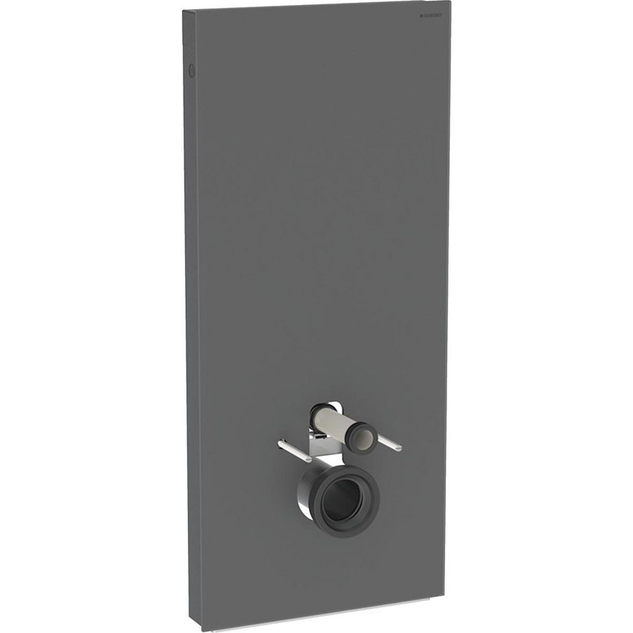 Sanitairmodule Monolith Plus voor wandcloset, 114cm, frontbekleding van glas: Front: zwart / Satijnglas, Zijafwerking: zwart / Geborsteld aluminium