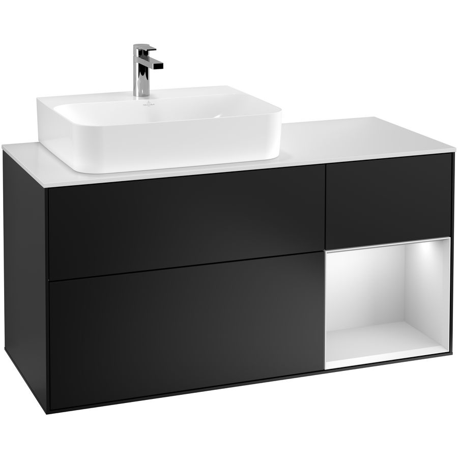 Wastafelonderkast Finion 1200x603x501mm Black Matt Lacquer F151MTPD