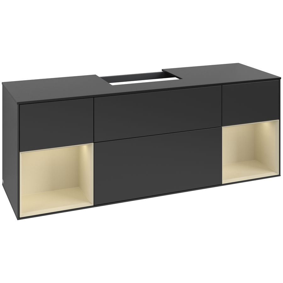 Wastafelonderkast Finion 1600x603x501mm Black Matt Lacquer G212HJPD