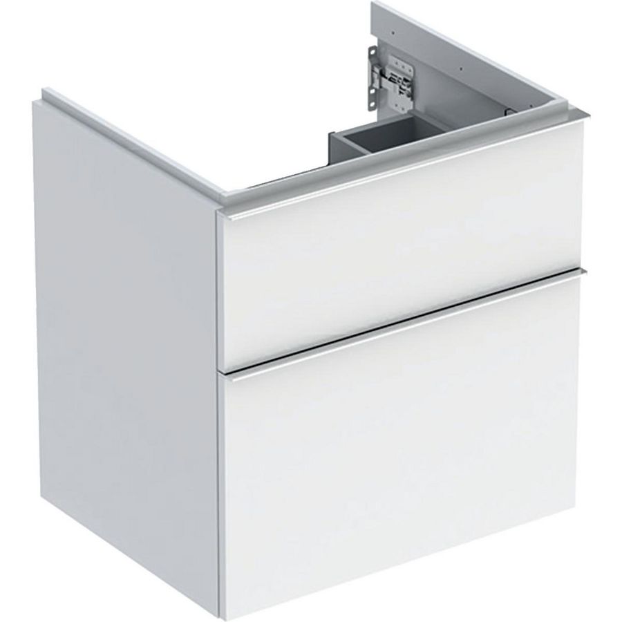 iCon wastafelonderkast 2x la 60cm wit hoogglans / greep chroom