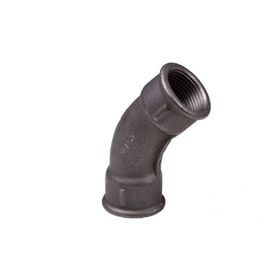 Bochtkoppeling 45° malleabel nr.41 zwart 3/4"bn.