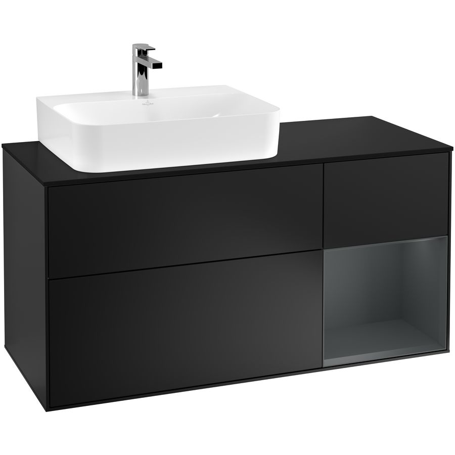 Wastafelonderkast Finion 1200x603x501mm Black Matt Lacquer F152HGPD