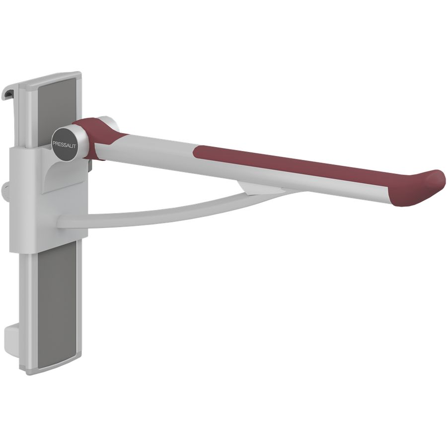 Toiletsteun 700mm zijw. rechts montage aan wandrail PLUS rood (incl. rail)