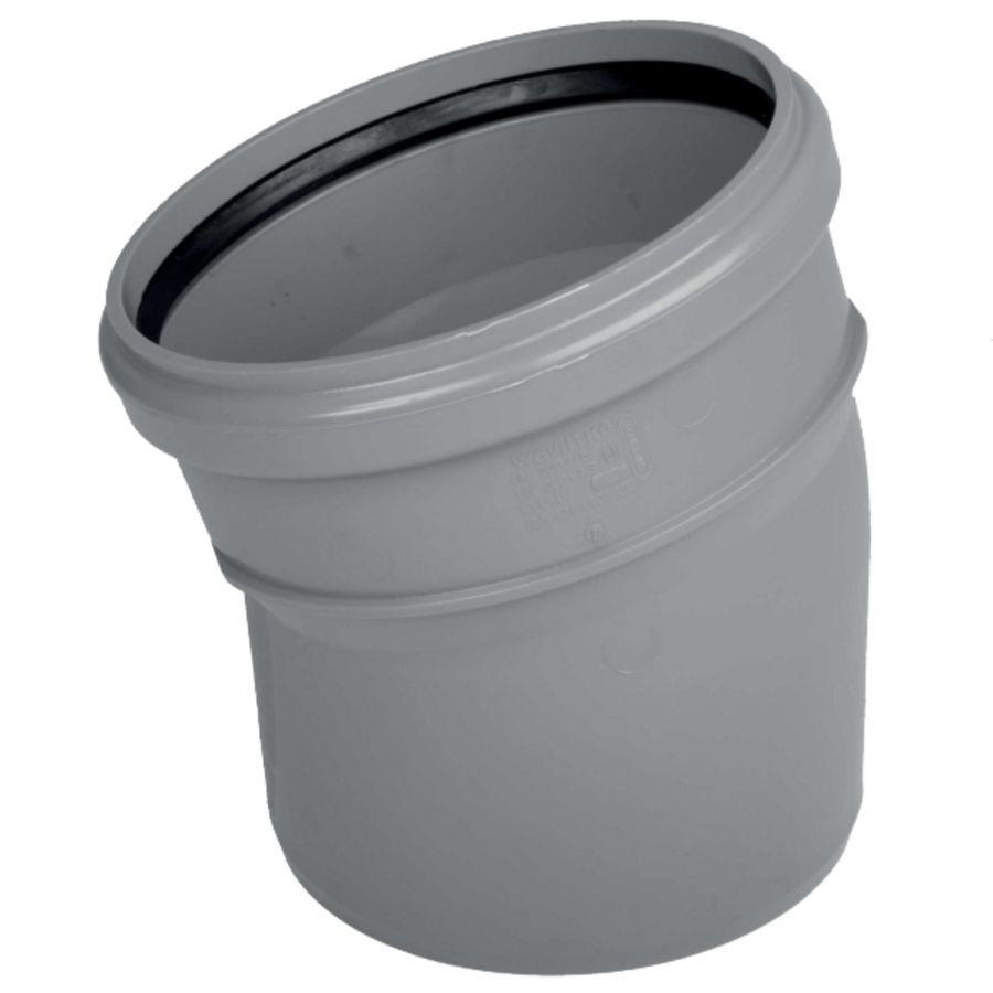 PVC manchet bocht 15° 200mm SN4 grijs mof/spie