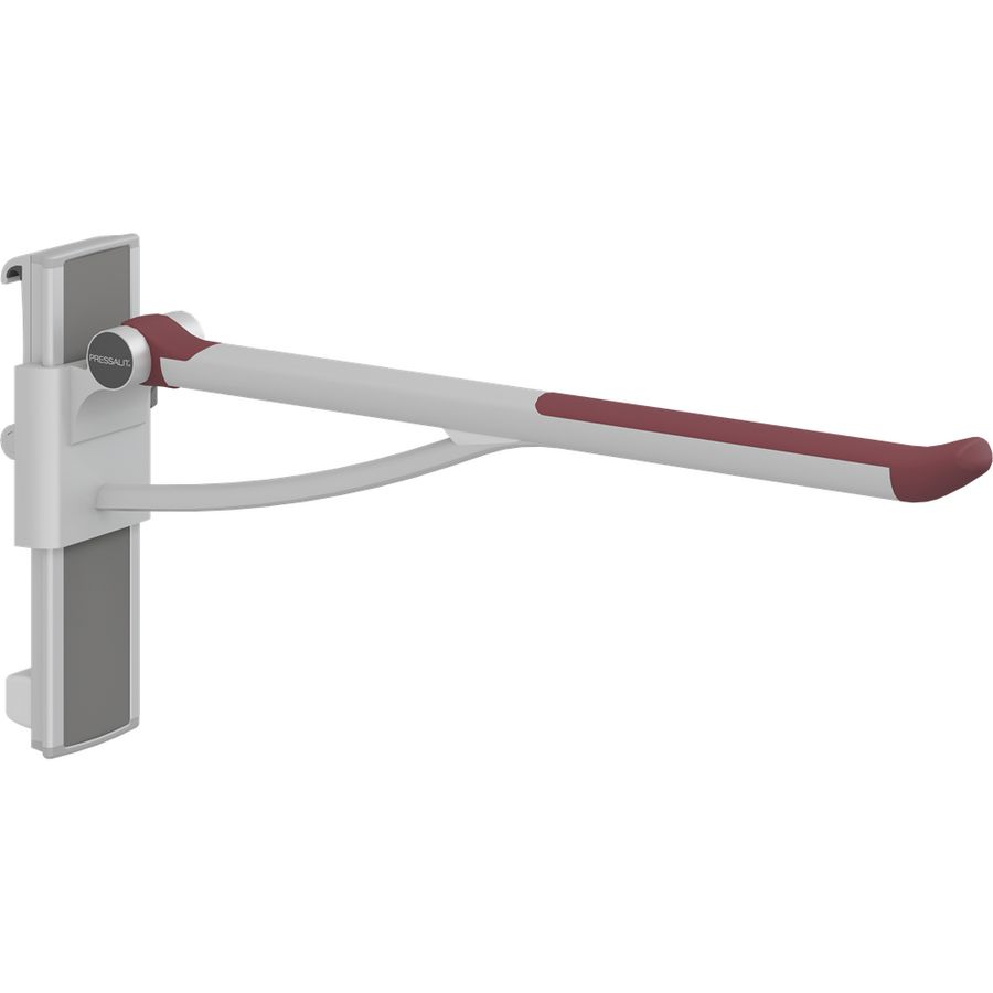 Toiletsteun 850mm zijw. rechts montage aan wandrail PLUS rood (incl. rail)