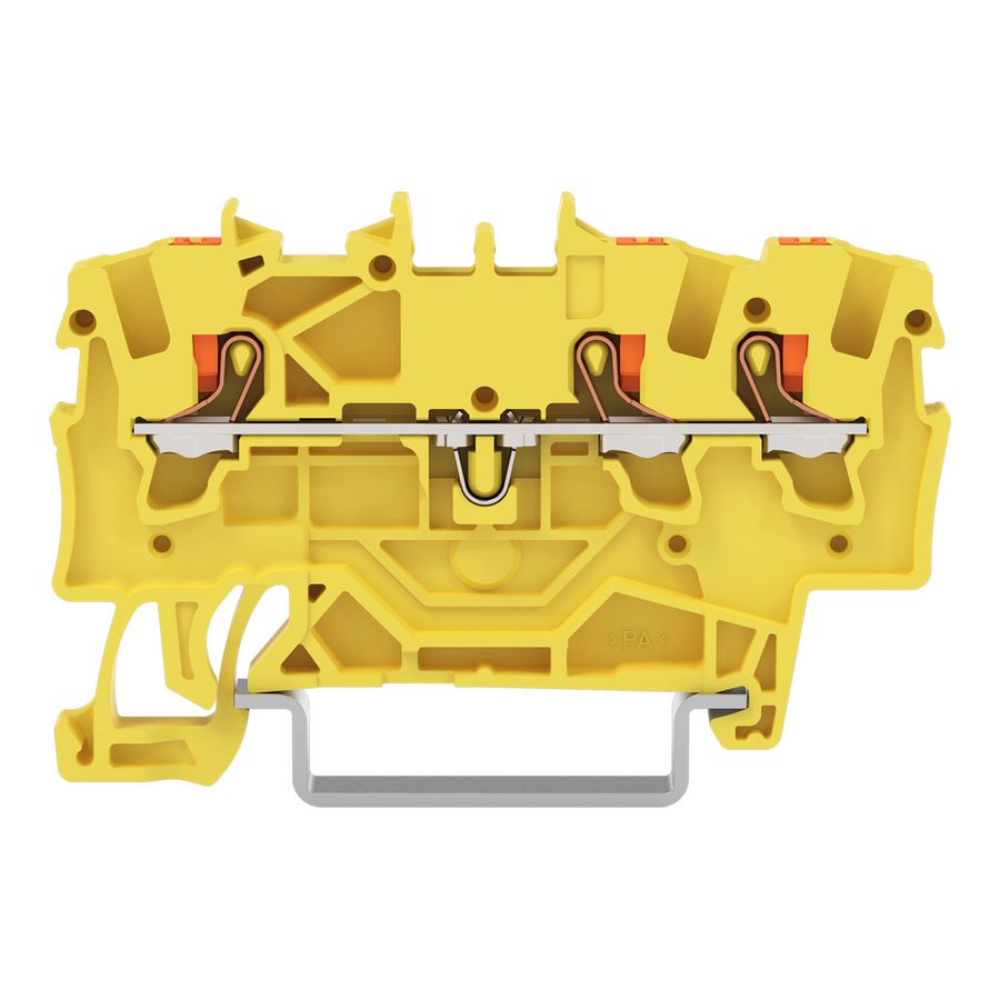 3-draads rijgklem Met drukknop 1,5 mm² geel VVE=100