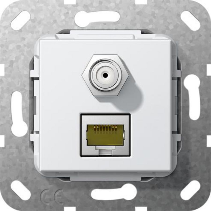 MJ RJ45 cat.6A 10 Gbit SAT-F-bus kppl. Basiselement zuiver wit