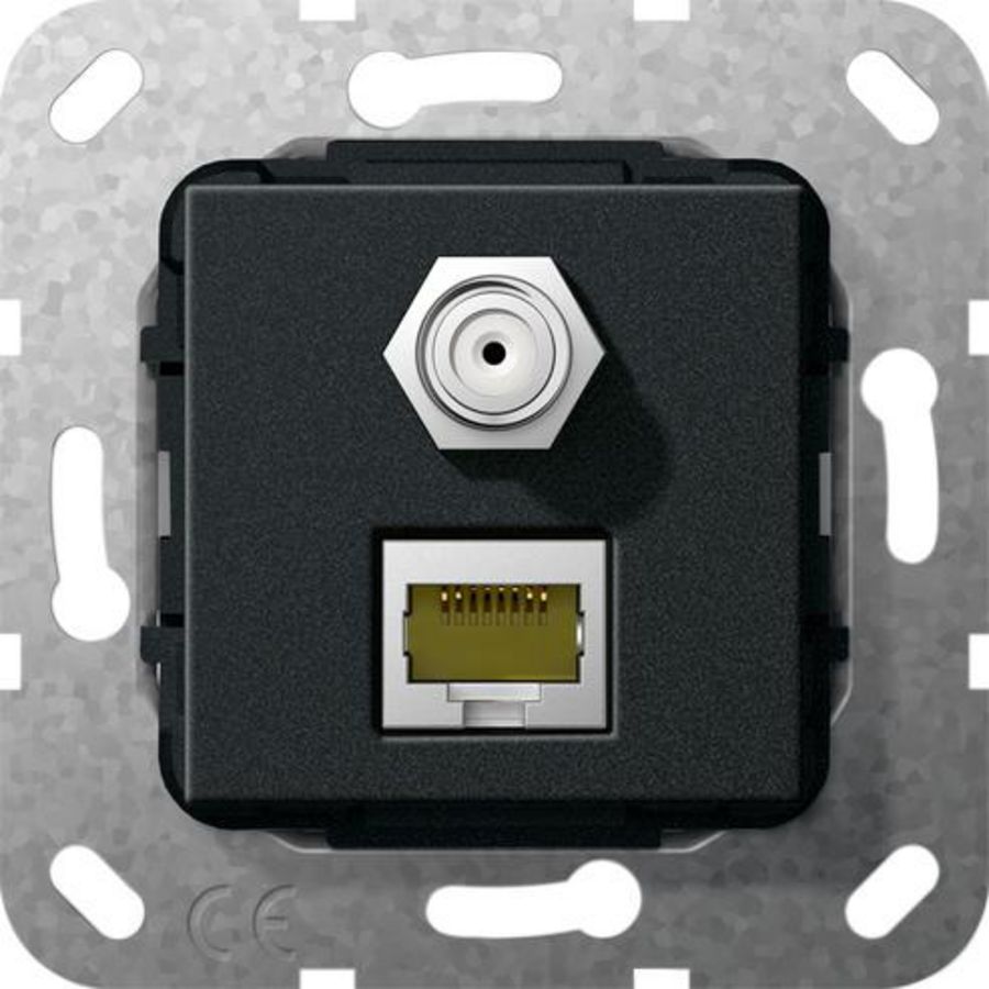 MJ RJ45 cat.6A 10 Gbit SAT-F-bus kppl. Basiselement zwart m