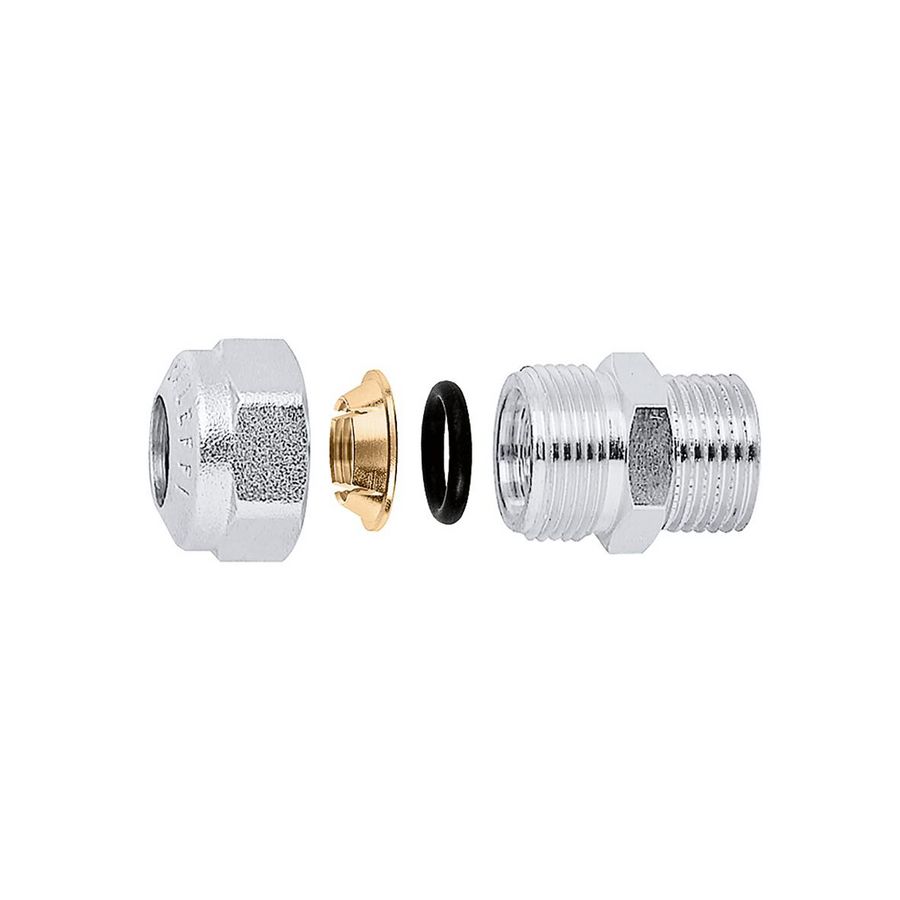 Mechanische kopeling recht 1/2"bt.x15mm sanitair chroom