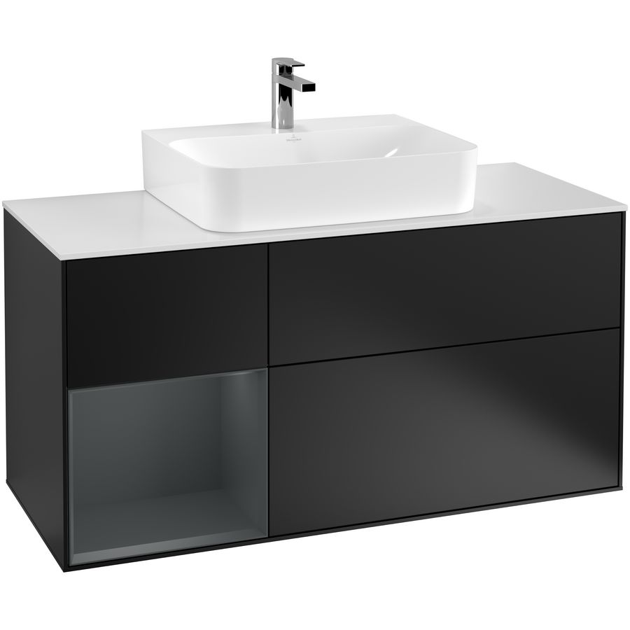 Wastafelonderkast Finion 1200x603x501mm Black Matt Lacquer F161HGPD