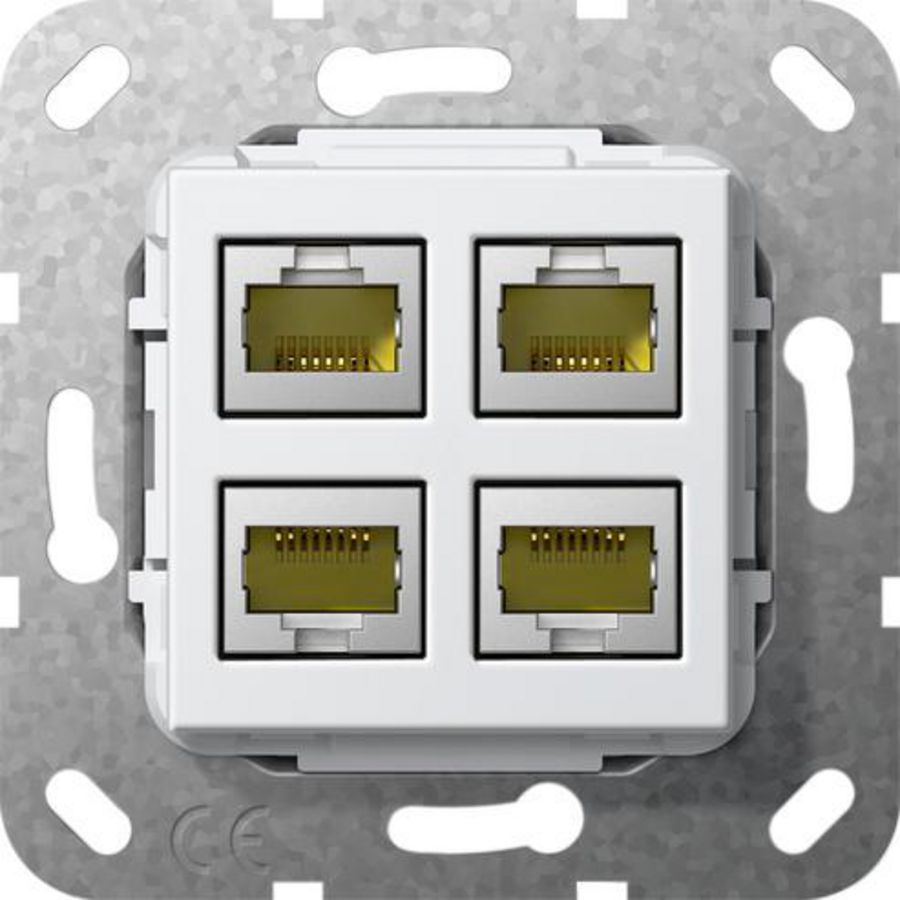 MJ RJ45 cat.6A 10 Gbit 4-v kppl. Basiselement zuiver wit