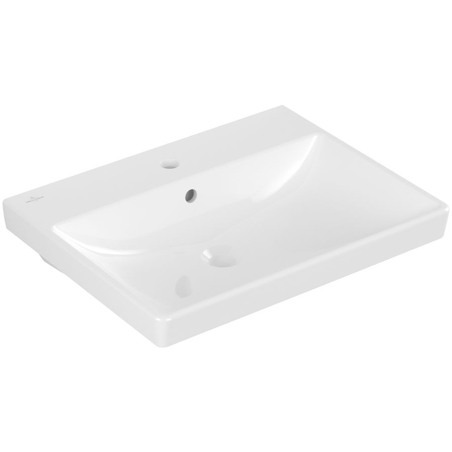 Avento wastafel 600x470mm wit met kraangat met overloop