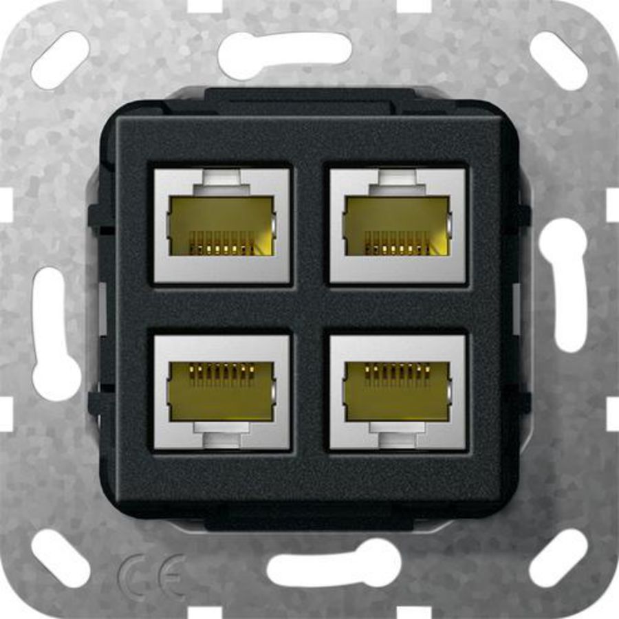 MJ RJ45 cat.6A 10 Gbit 4-v kppl. Basiselement zwart m