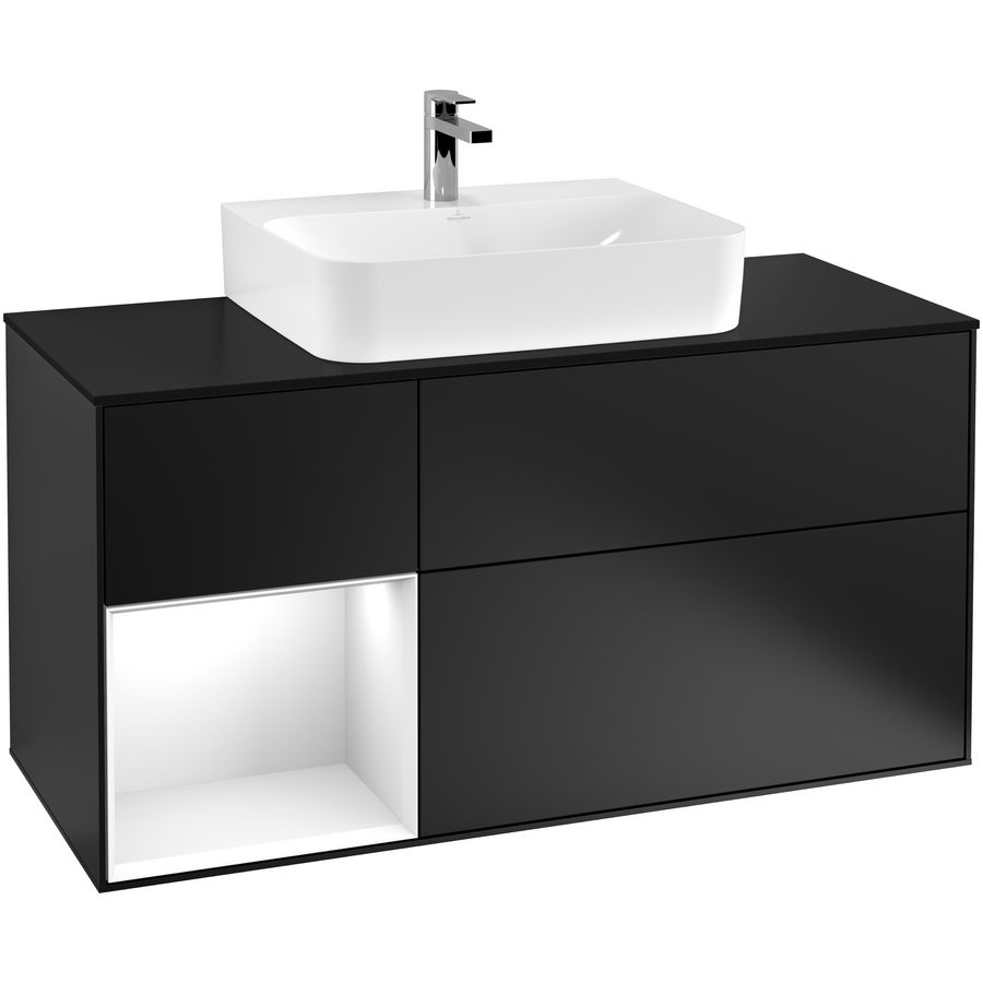 Wastafelonderkast Finion 1200x603x501mm Black Matt Lacquer F162GFPD