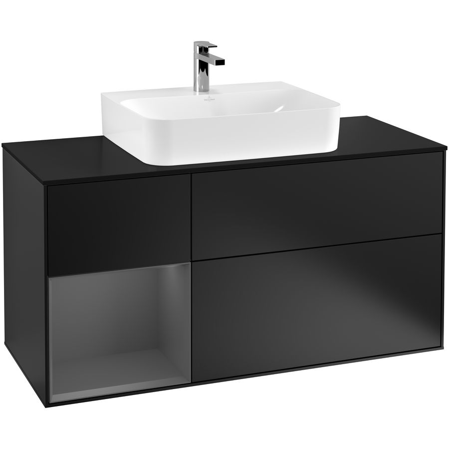 Wastafelonderkast Finion 1200x603x501mm Black Matt Lacquer F162GKPD