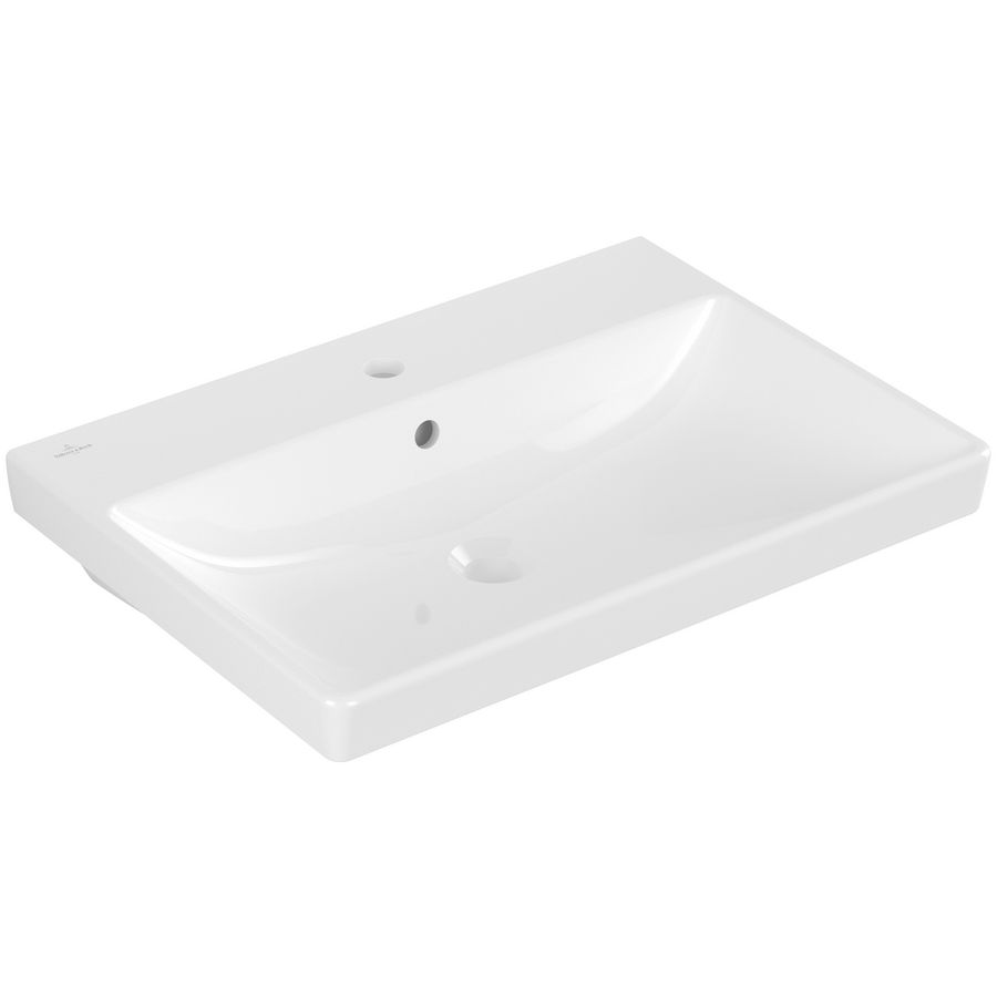 Avento wastafel 650x470mm wit met kraangat met overloop