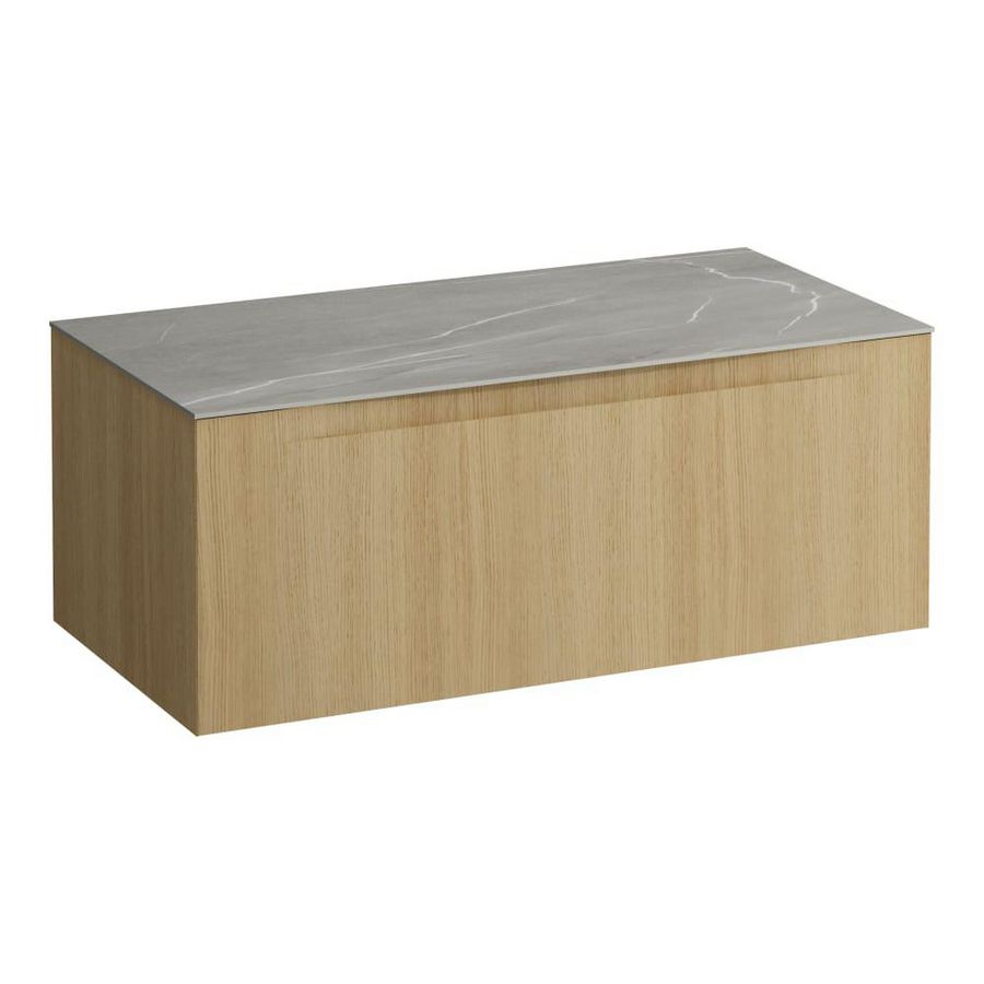 Wastafelonderkast ARUN 1000mm 1x la zonder uitsparingen Piasentina Grigio top Licht eiken