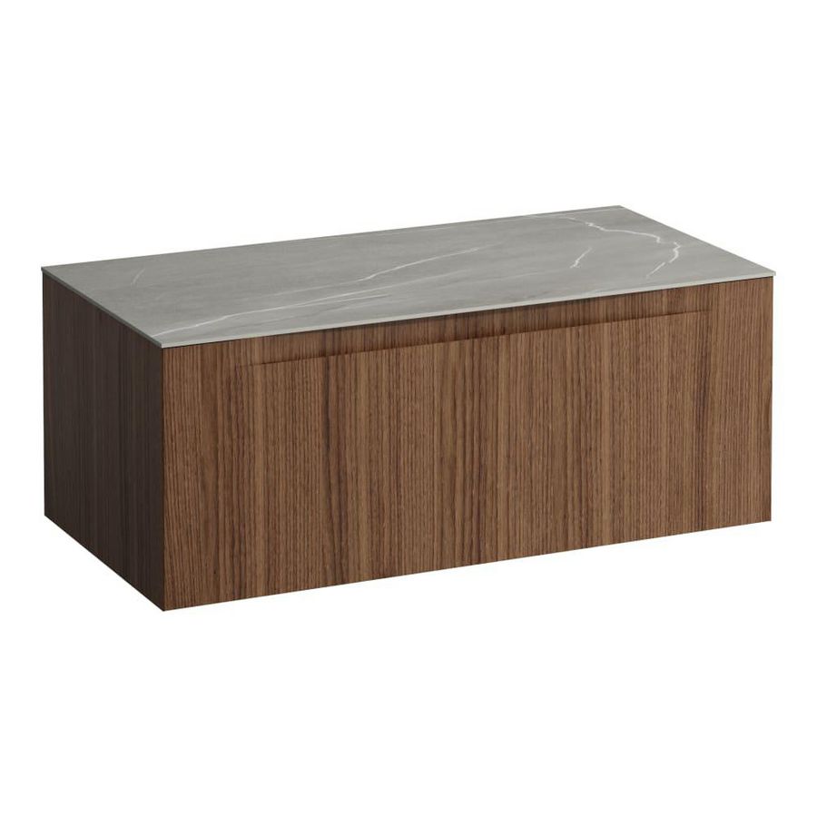 Wastafelonderkast ARUN 1000mm 1x la zonder uitsparingen Piasentina Grigio top Noce canaletto