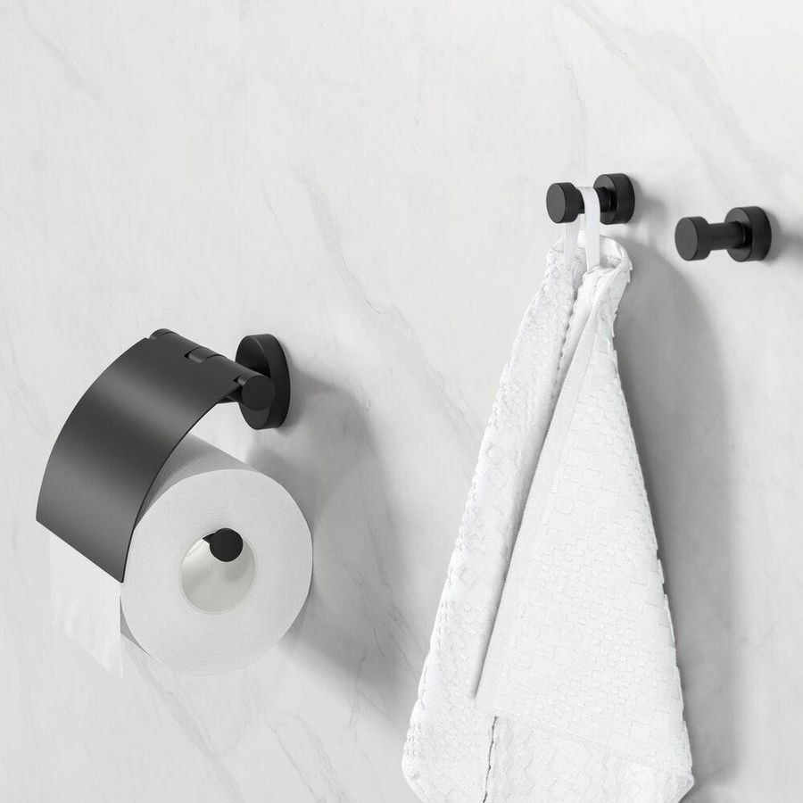 Closetrolhouder zwart met klep NEMOX BLACK