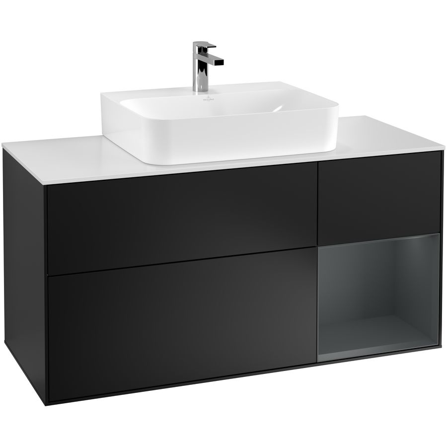 Wastafelonderkast Finion 1200x603x501mm Black Matt Lacquer F171HGPD