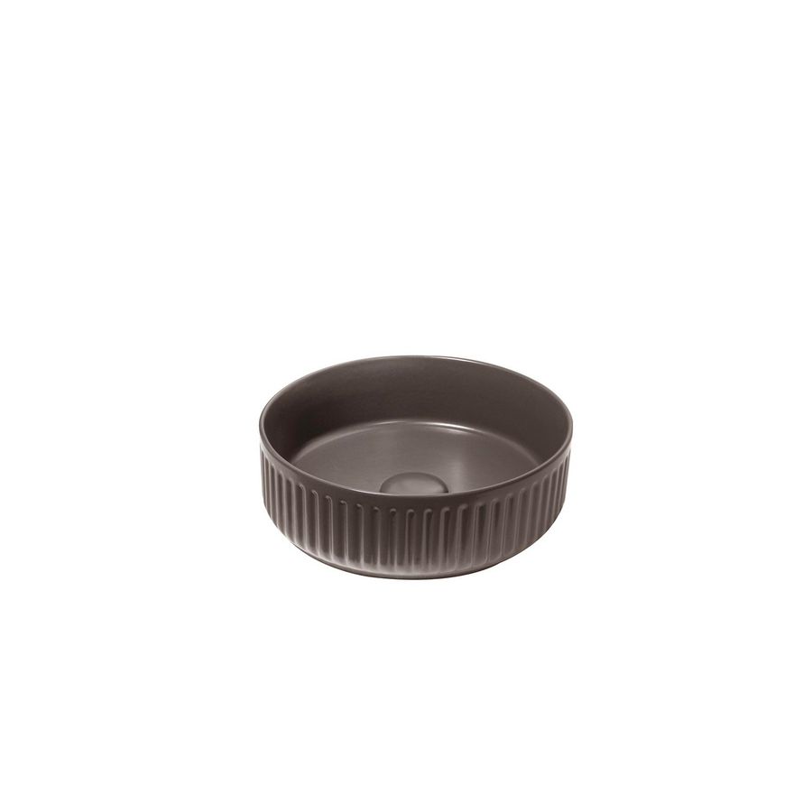 Opbouwwaskom CE1 Ø 36cm h=12cm Keramiek Lines bruin mat incl. plug