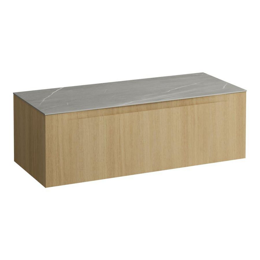 Wastafelonderkast ARUN 1200mm 1x la zonder uitsparingen Piasentina Grigio top Licht eiken