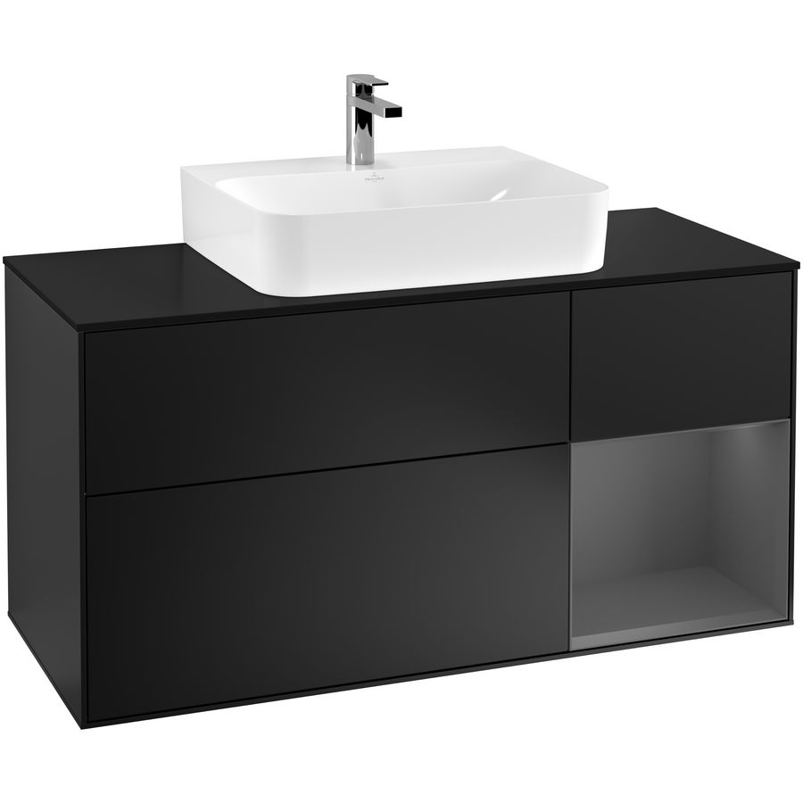 Wastafelonderkast Finion 1200x603x501mm Black Matt Lacquer F172GKPD