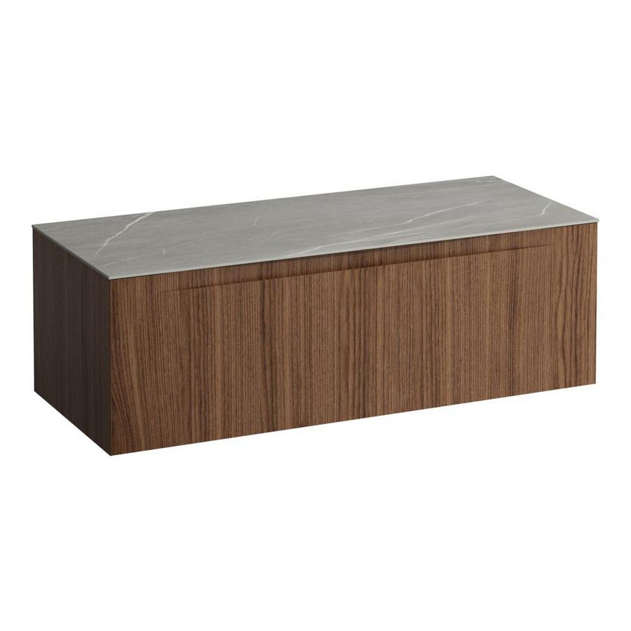 Wastafelonderkast ARUN 1200mm 1x la zonder uitsparingen Piasentina Grigio top Noce canaletto