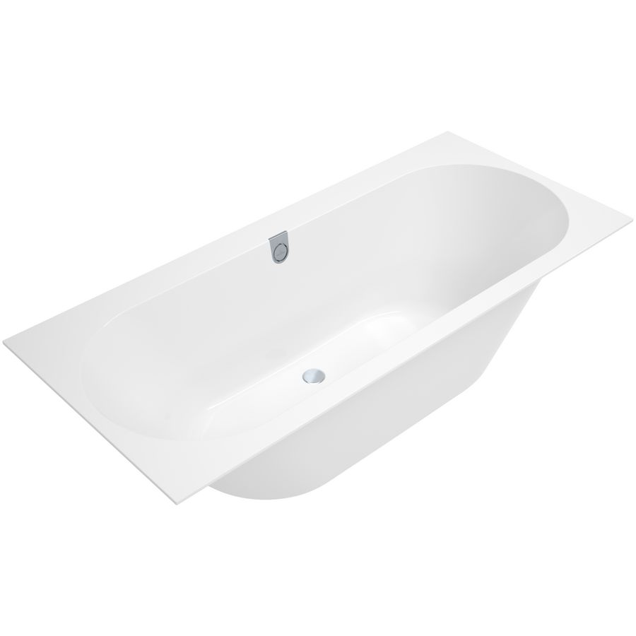 Oberon 2.0 ligbad 180x80cm wit alpin incl. verlengde afvoer + badpoten