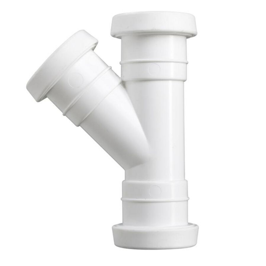 PP T-stuk 45° manchet wit 40mm