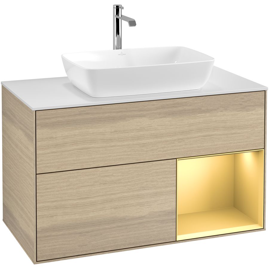 Wastafelonderkast Finion 1000x603x501mm Oak Veneer G781HFPC