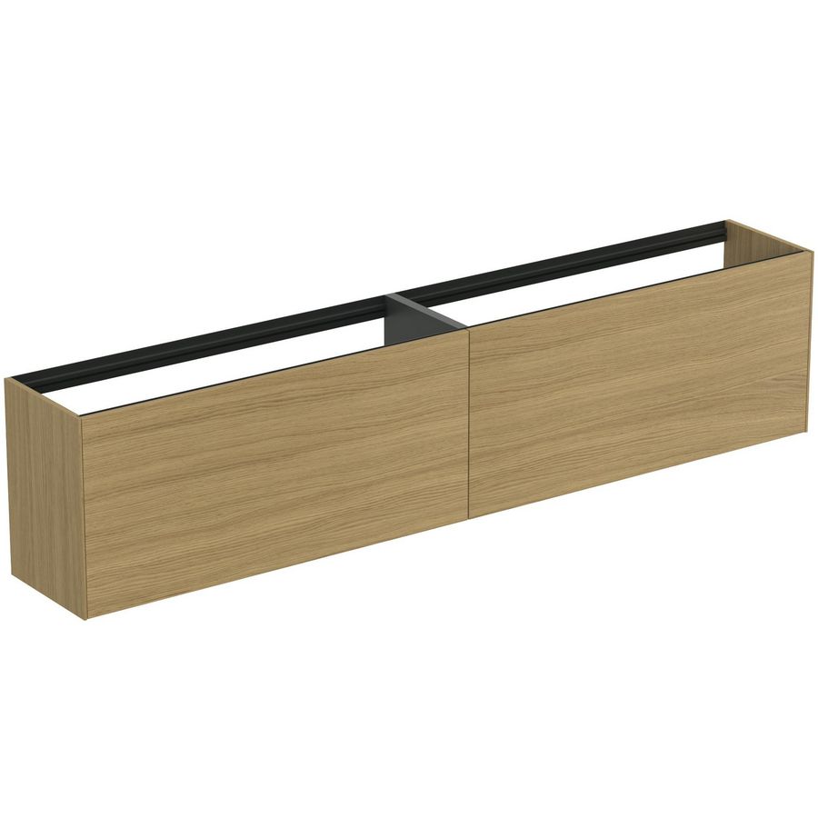 Conca wastafelmeubel 240x37x55cm 2 laden zonder afdekblad light oak