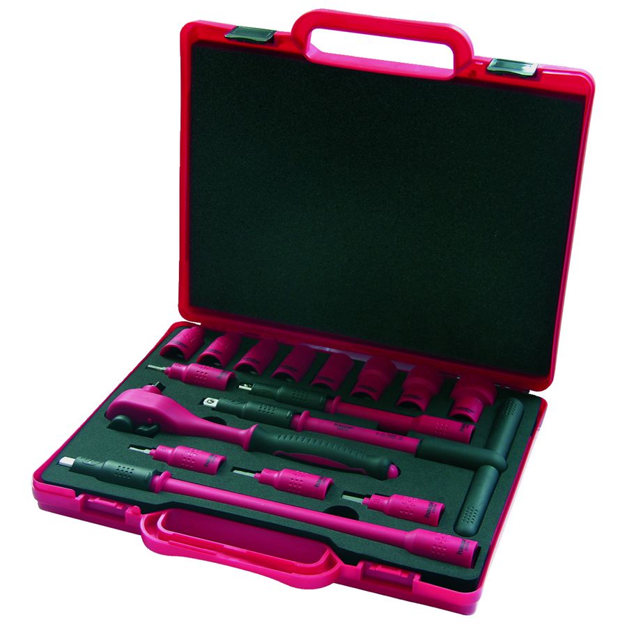 Doppenset in koffer 16-delig 3/8" aandrijving 1000V VDE