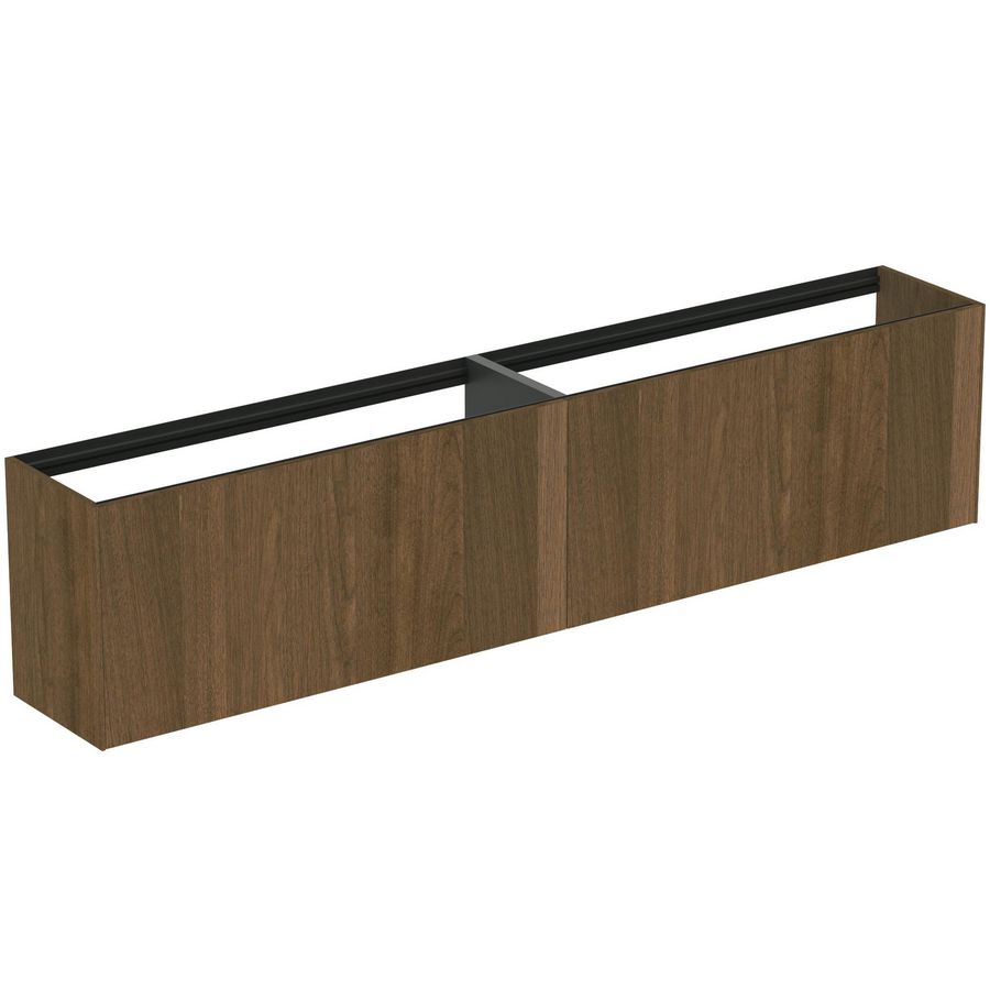 Conca wastafelmeubel 240x37x55cm 2 laden zonder afdekblad dark walnut