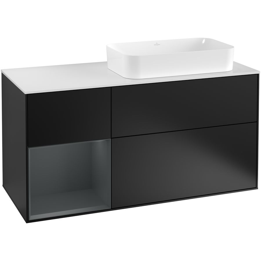 Wastafelonderkast Finion 1200x603x501mm Black Matt Lacquer F271HGPD