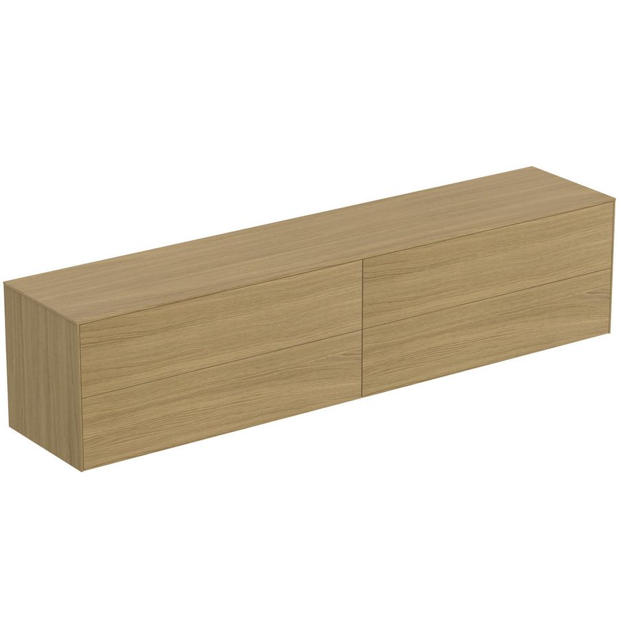 Conca wastafelmeubel 240x50x55cm 4 laden afdekblad zonder uitsnijding light oak