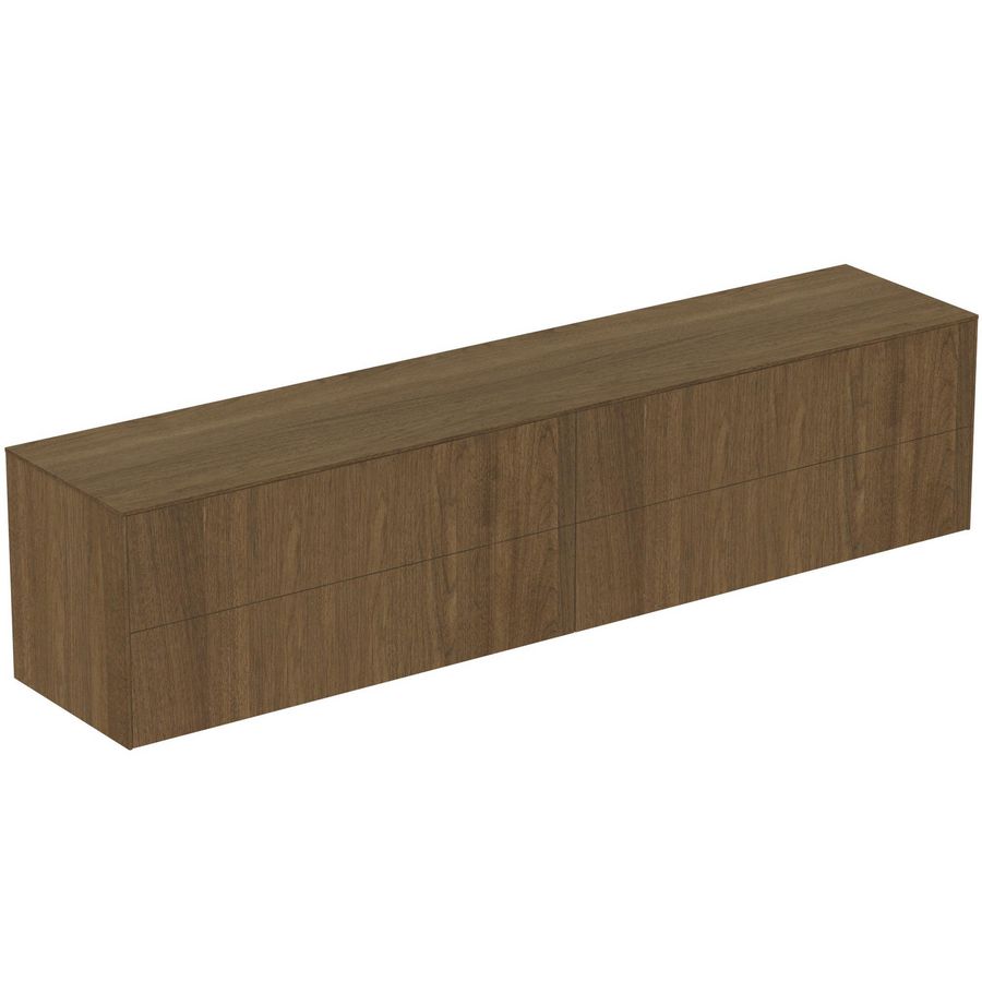 Conca wastafelmeubel 240x50x55cm 4 laden afdekblad zonder uitsnijding dark walnut