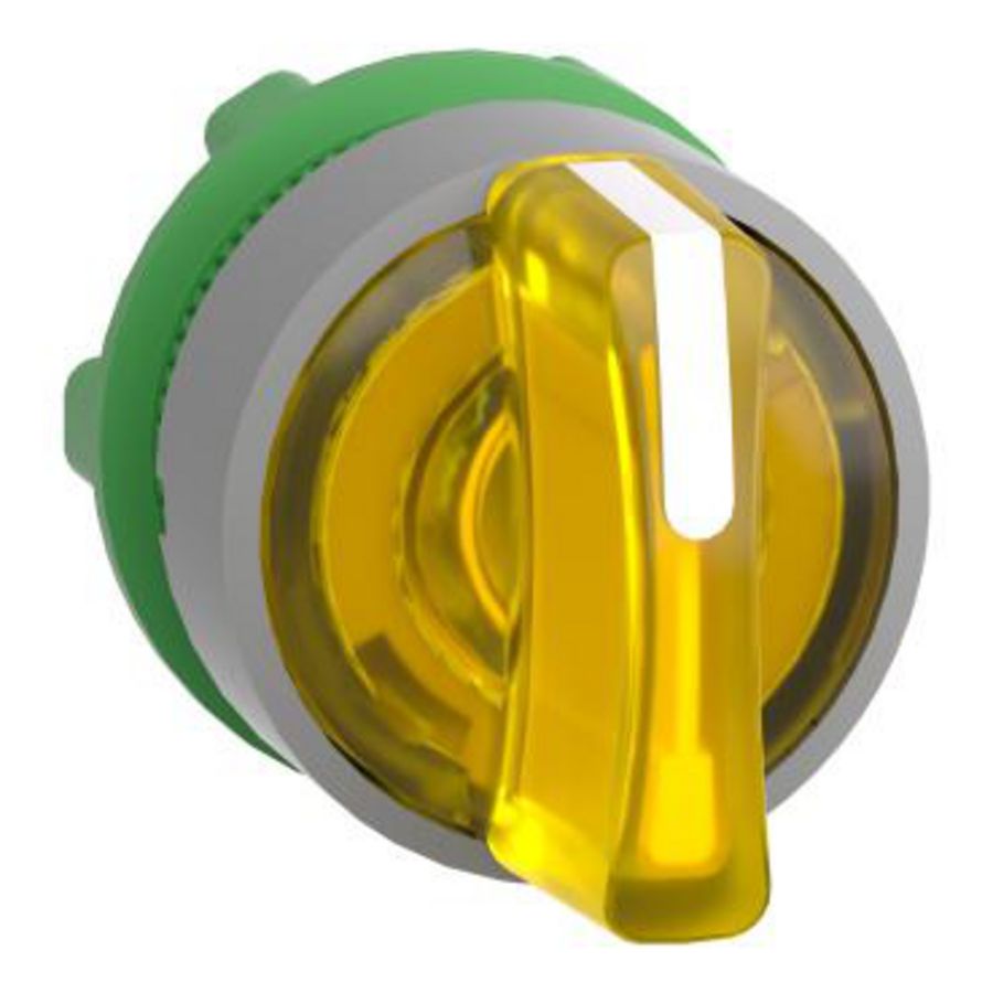 yellow illum selector switch head 3-pos return left cp grey