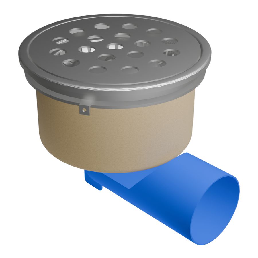 Afvoerput Ø200mm RVS 304 OU./ZU. rooster ronde perforatie roosterbelasting max. 600kg