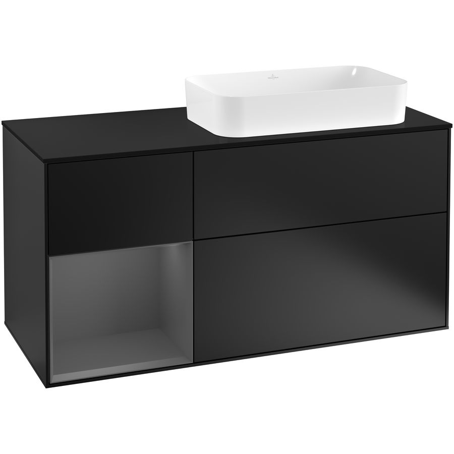 Wastafelonderkast Finion 1200x603x501mm Black Matt Lacquer F272GKPD