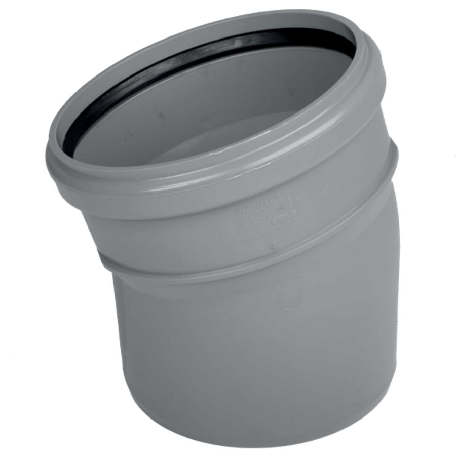 PVC manchet bocht 15° 200mm SN4 grijs mof/spie