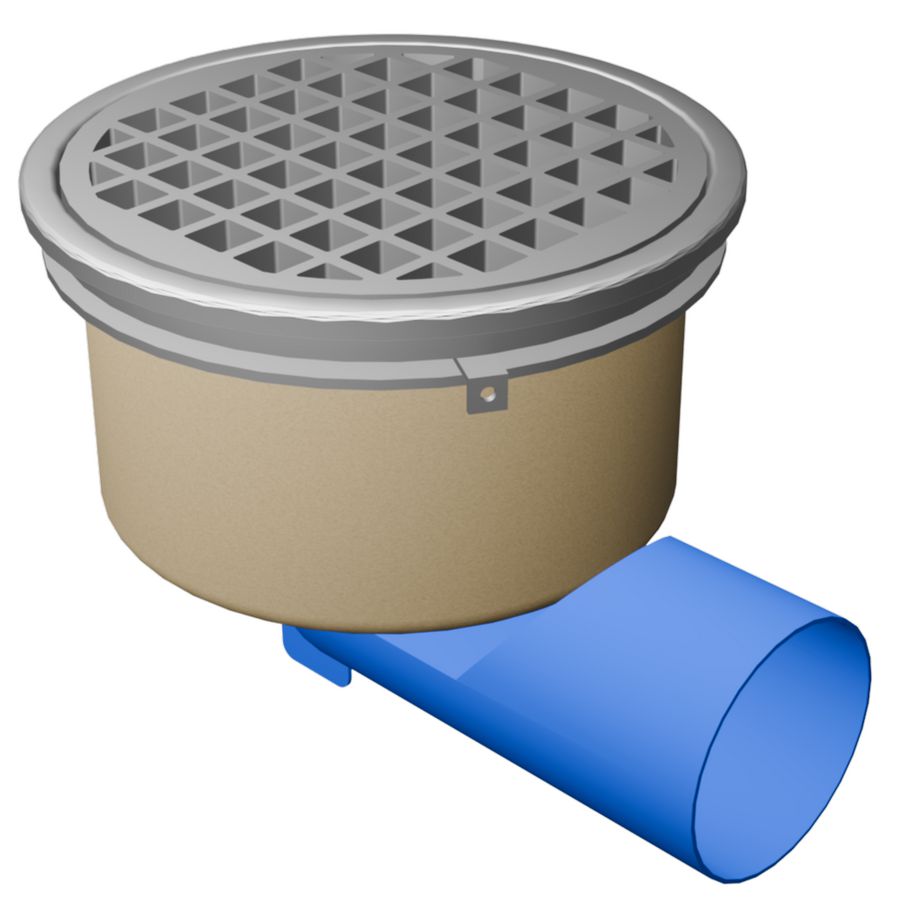 Afvoerput Ø200mm  RVS 304 OU./ZU. rooster vierkante perforatie roosterbelasting max. 600kg