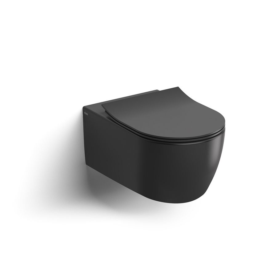 Wandcloset combipack NEW HAMMOCK randloos 540mm mat zwart incl. dunne zitting softclose