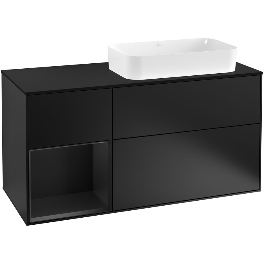 Wastafelonderkast Finion 1200x603x501mm Black Matt Lacquer F272PDPD