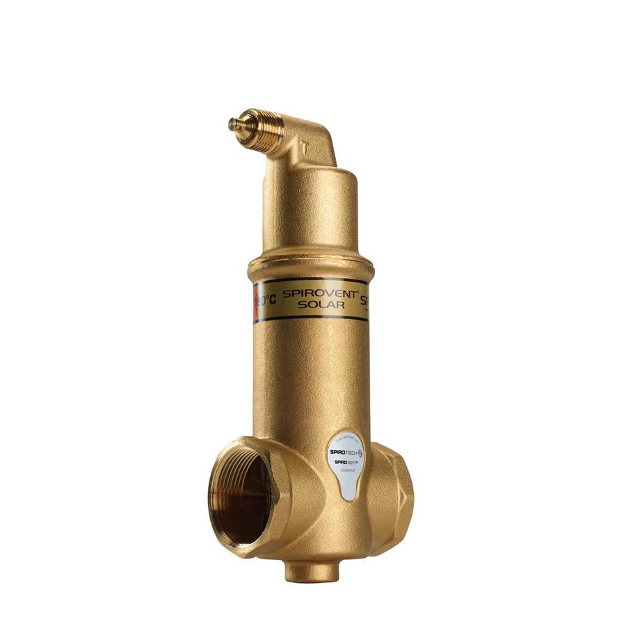 Luchtafscheider messing Spirovent Solar 1.1/2"bn.dr. horizontaal AutoClose hoge temp. 180°C. VVE=8