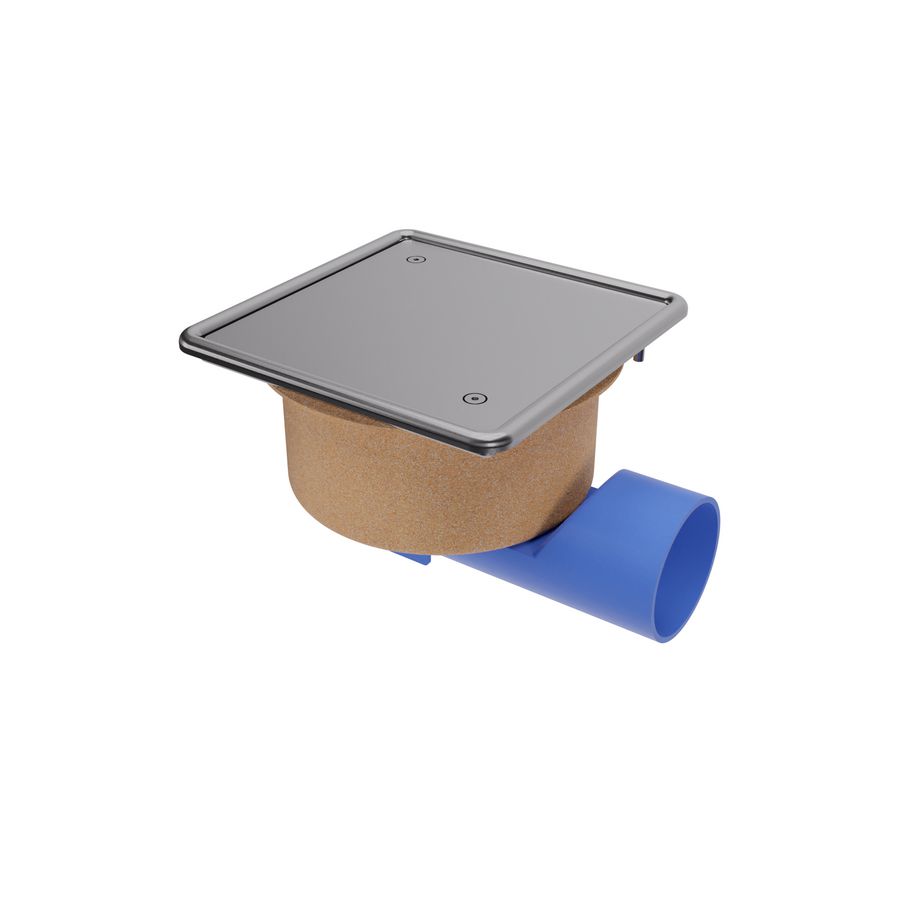 Put 200x200mm RVS ZU./OU. 75mm zijuitlaat luchtdicht